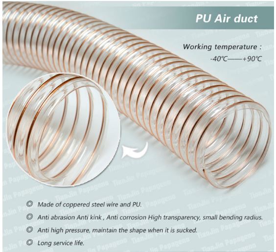 ท่อลมพลาสติก, PU Flexible Duct, PU Air duct, PU transparant flecible
